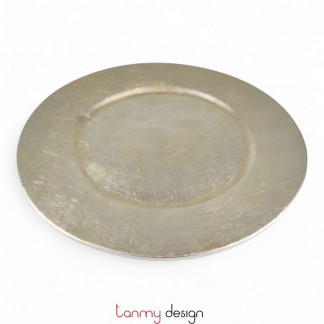 Lót đĩa trắng tròn dán bạc 32*H3 cm - Mẫu 1
